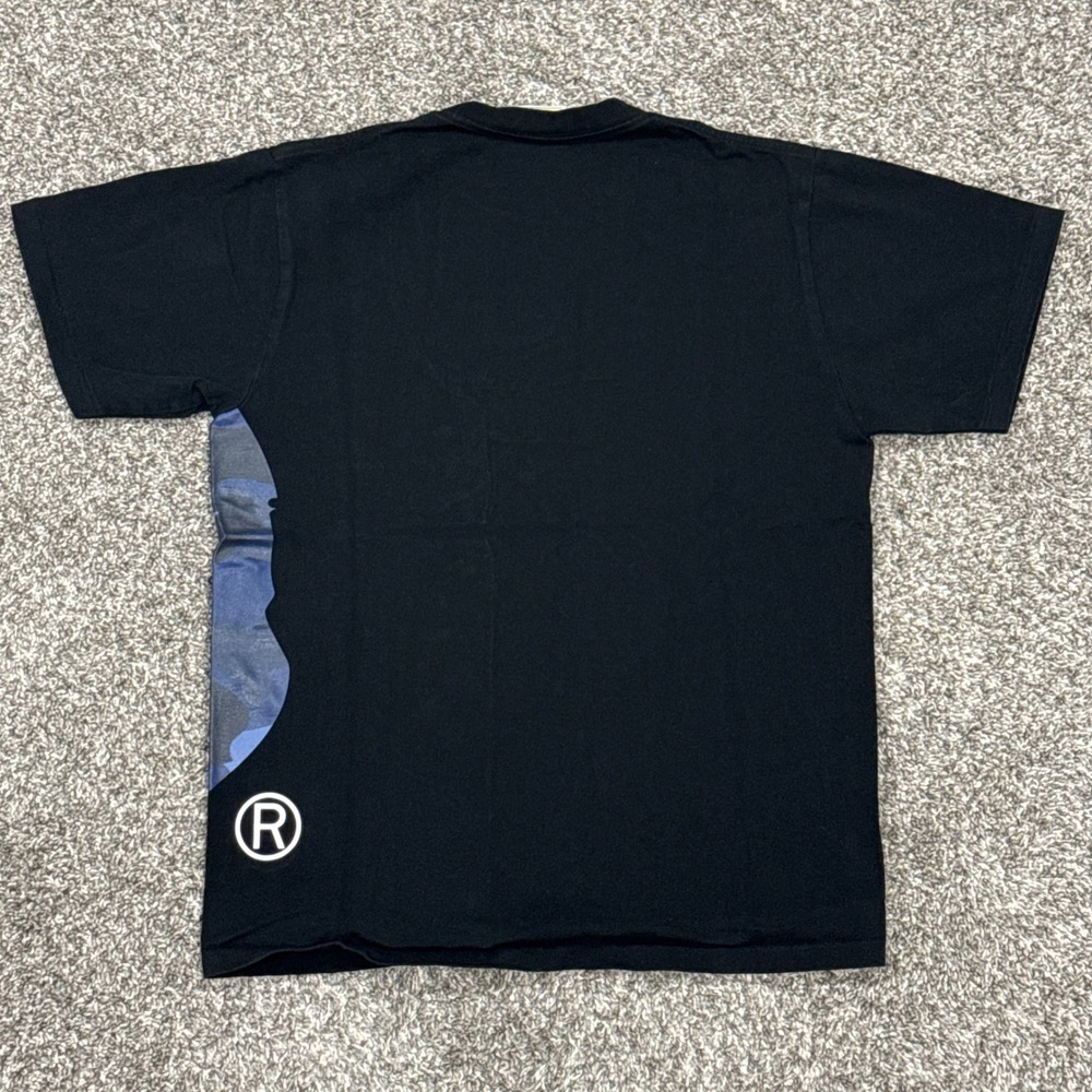 BAPE Big Ape Head T-Shirt Blue Camo A Bathing‎ Ape Black Mens M Y2K Streetwear - Picture 5 of 8
